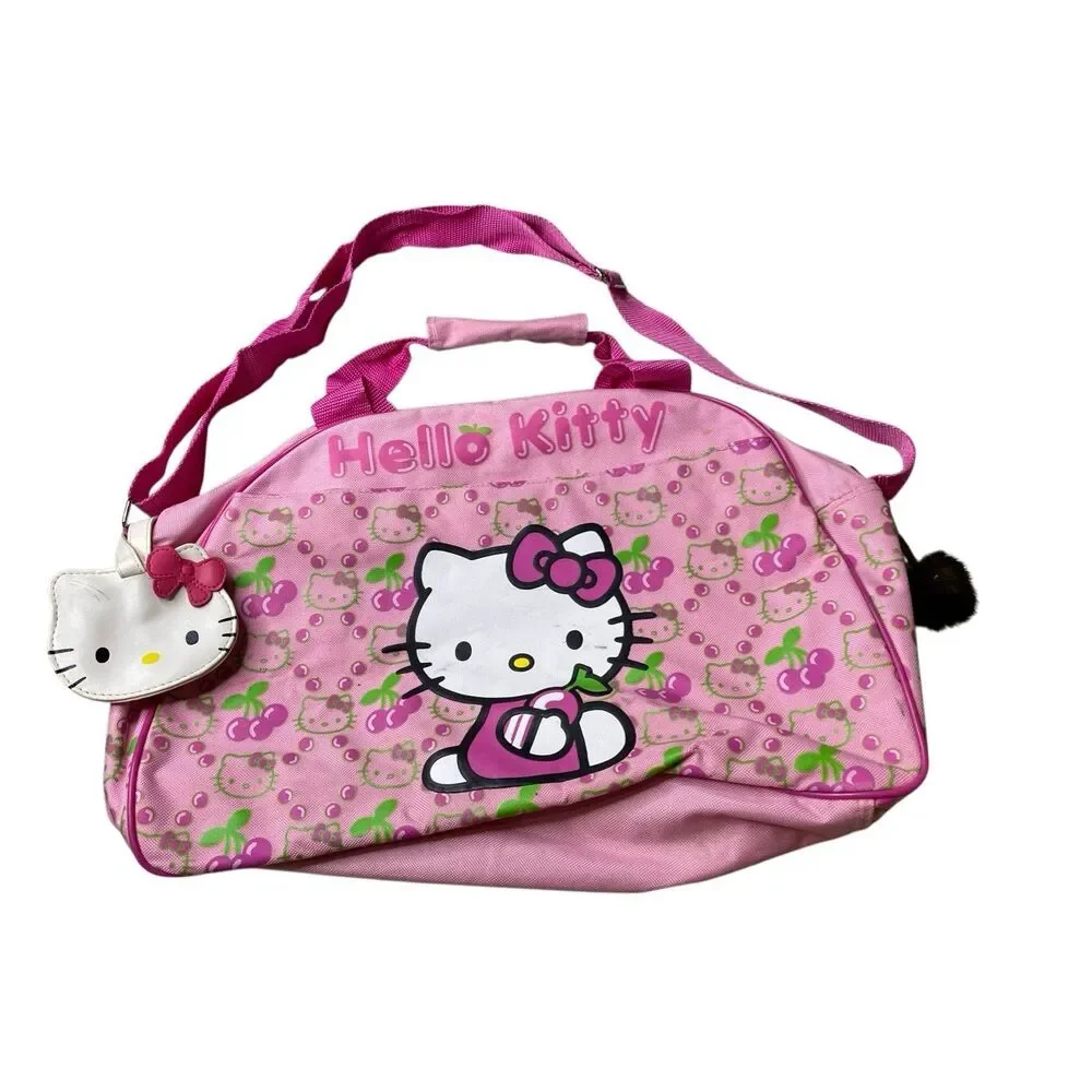 Sanrio Hello Kitty Pink Cherry Duffle Travel Overnight Shoulder Bag Kawaii Cute